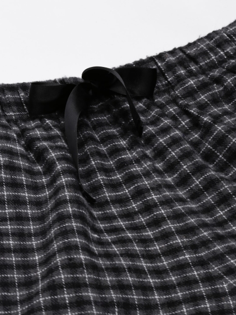 Enamor Women Charcoal & White Checked Night suit - Image 3