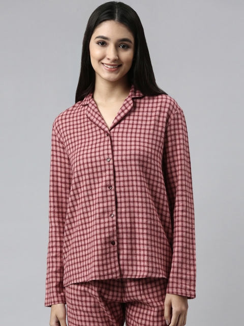 Enamor Women Maroon Checked Night suit - Image 6