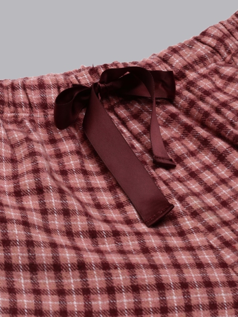 Enamor Women Maroon Checked Night suit - Image 3