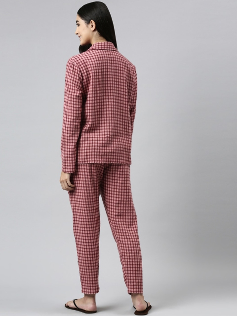 Enamor Women Maroon Checked Night suit - Image 4