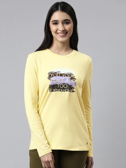 Enamor Women Typography Print Crew Neck Stretch Cotton Basic Lounge T-shirt