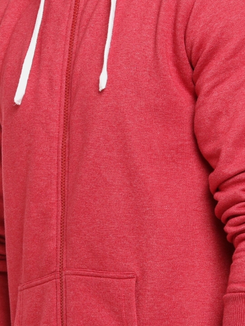 Campus Sutra Men Maroon Hooded Cotton Sweatshirt - Image 2