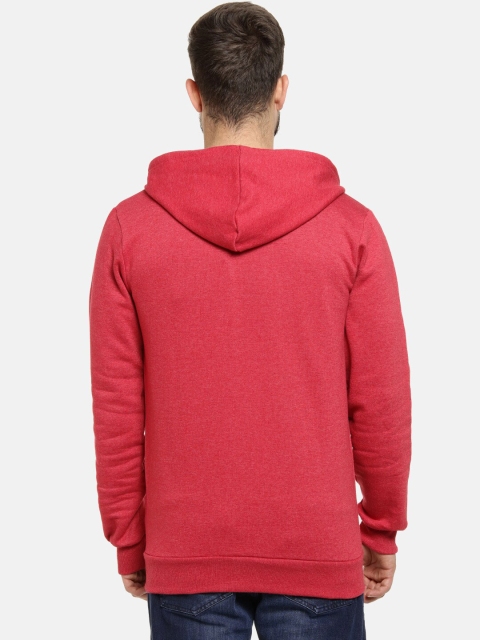 Campus Sutra Men Maroon Hooded Cotton Sweatshirt - Image 5