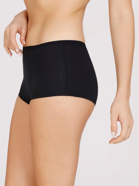 Nykd Women Black Solid Cotton Boyshort Briefs - Image 2