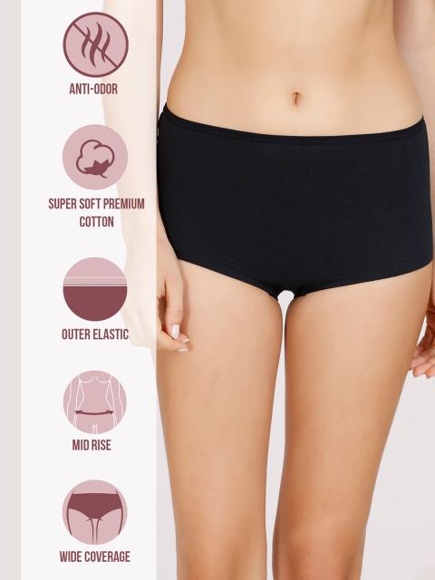 Nykd Women Black Solid Cotton Boyshort Briefs - Image 5