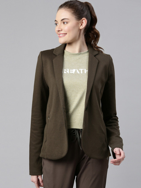 Enamor Women Solid Dry Fit Stretch Cotton Single-Breasted Sporty Blazer A903