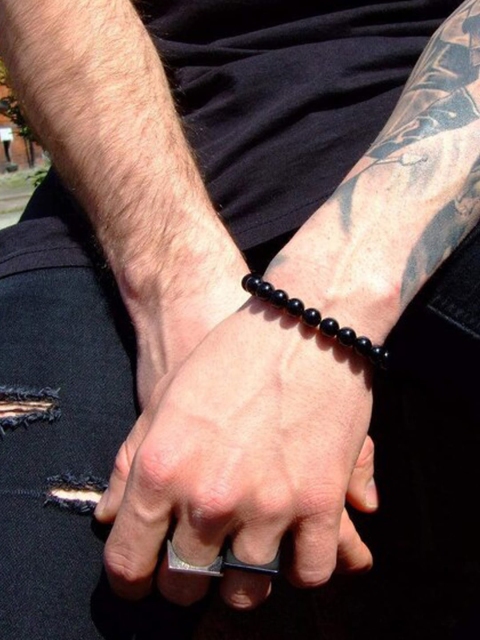 Young & Forever Unisex Black Brass Onyx Bracelet - Image 3