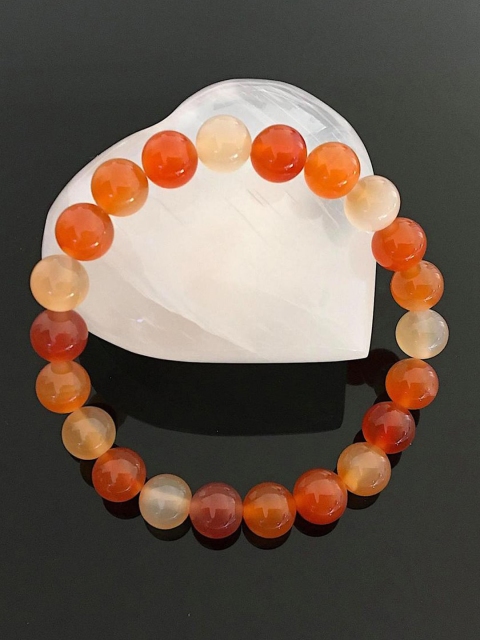 Young & Forever Unisex Orange & White Brass Carnelian Bracelet - Image 3