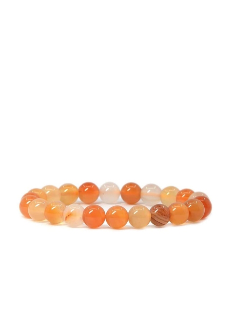Young & Forever Unisex Orange & White Brass Carnelian Bracelet - Image 4