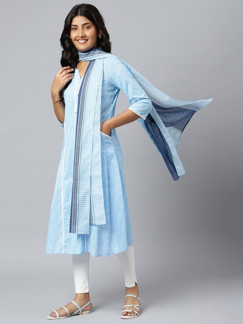 AURELIA Blue & White Printed Dupatta - Image 4