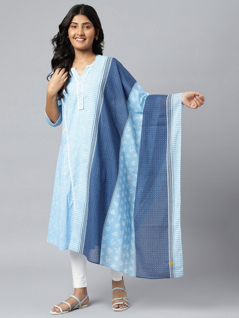 AURELIA Blue & White Printed Dupatta - Image 3