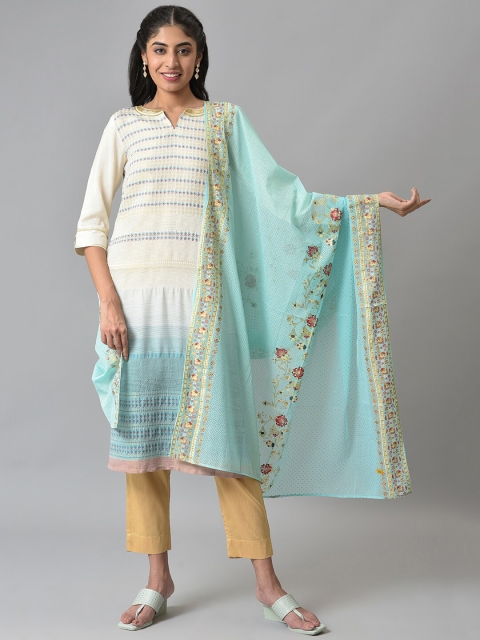 AURELIA Blue & Red Printed Dupatta - Image 4