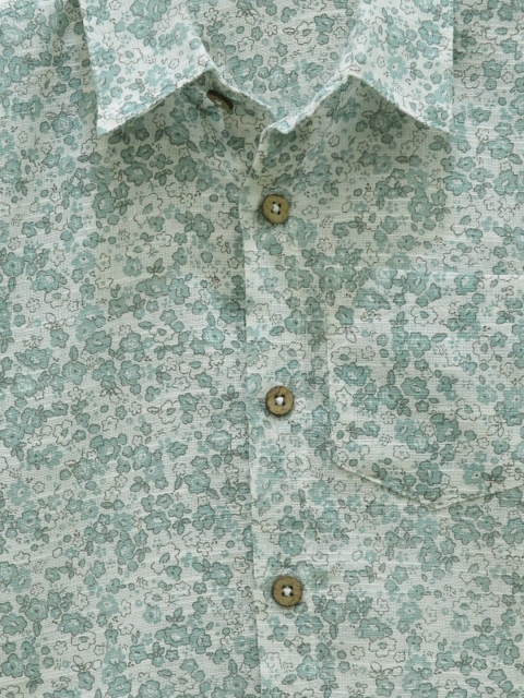 A T U N Boys Sea Green Classic Floral Printed Casual Shirt - Image 3