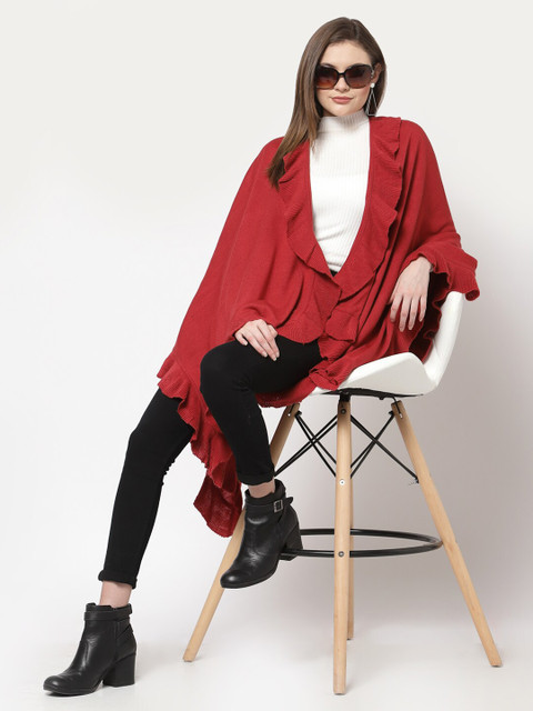 513 Women Pink Solid Shrug - Image 5