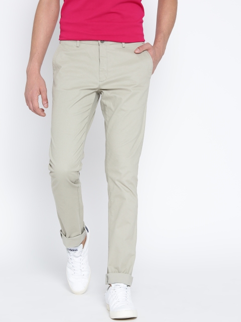 Blackberrys Men Beige Chino Trousers Image