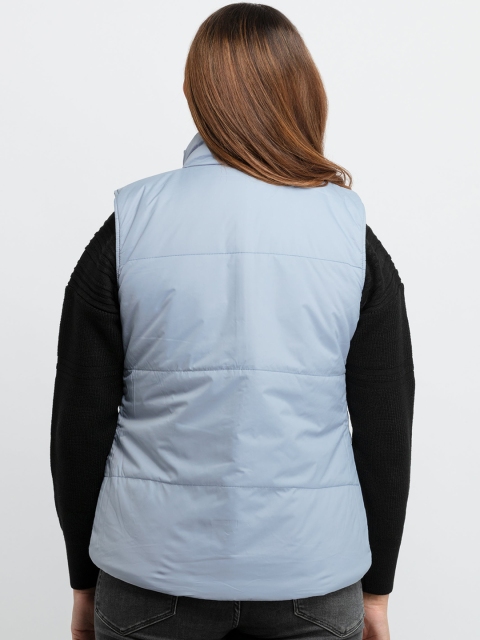 Status Quo Women Blue Black Reversible Padded Jacket - Image 4