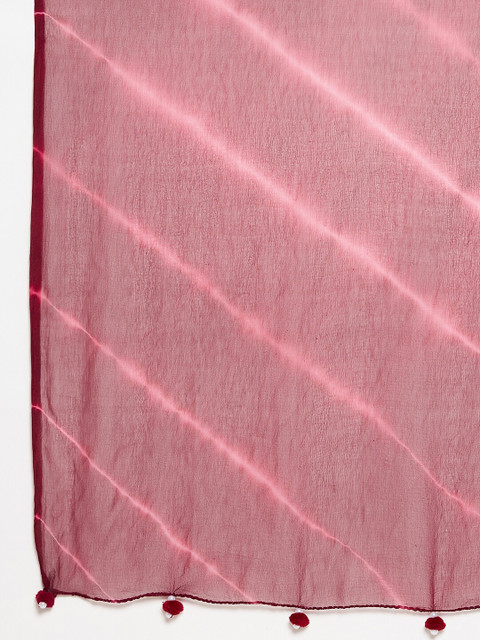 Clora Creation Women Maroon Striped Leheriya Dupatta - Image 2