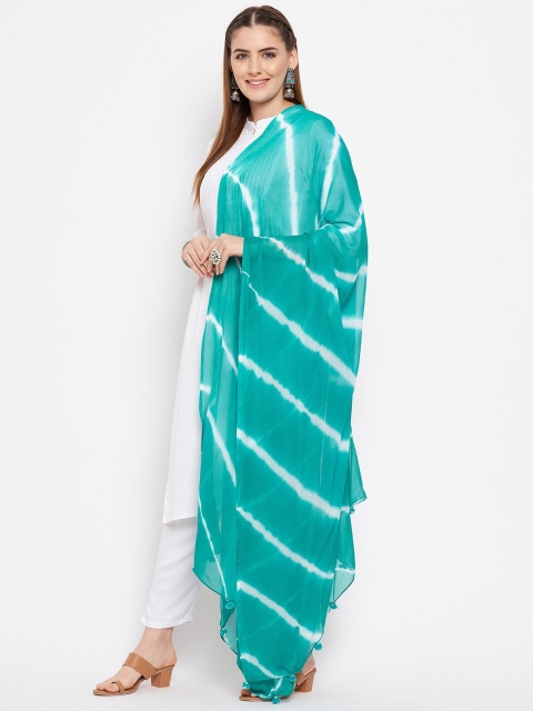 Clora Creation Women Blue & White Striped Dupatta - Image 3