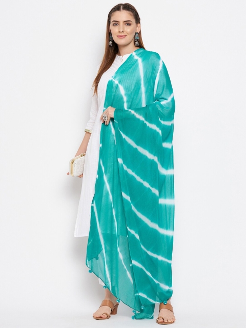 Clora Creation Women Blue & White Striped Dupatta - Image 5