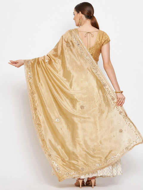 Clora Creation Gold-Toned Ethnic Motifs Embroidered Dupatta - Image 4
