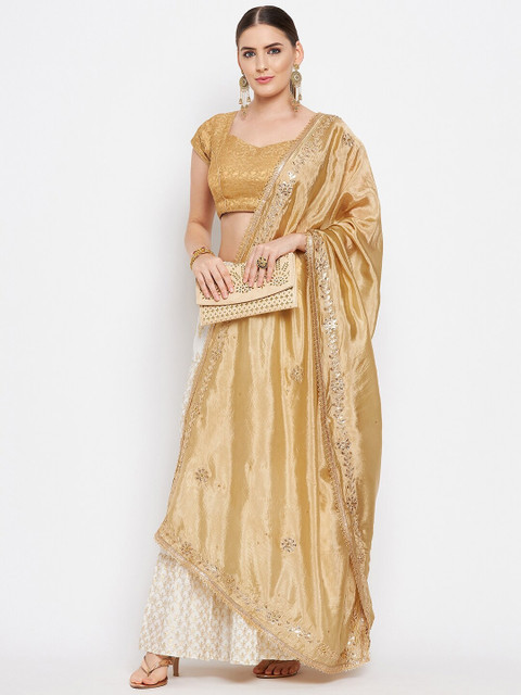 Clora Creation Gold-Toned Ethnic Motifs Embroidered Dupatta - Image 5