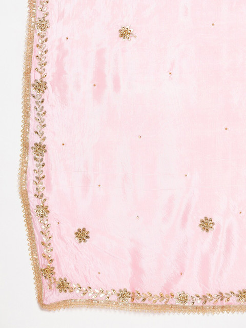 Clora Creation Pink & Gold-Toned Embroidered with Beads and Stones Dupatta - Image 2