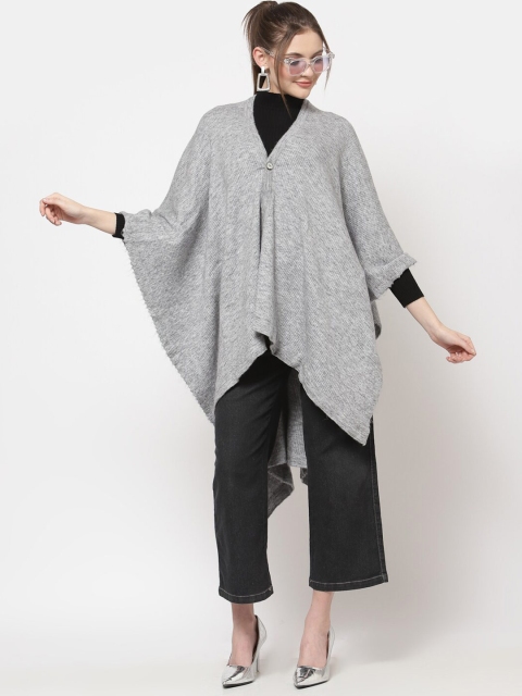 513 Women Grey Solid Longline Shrug - Image 5