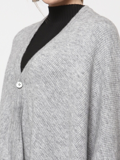 513 Women Grey Solid Longline Shrug - Image 2