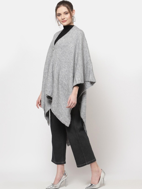 513 Women Grey Solid Longline Shrug - Image 3