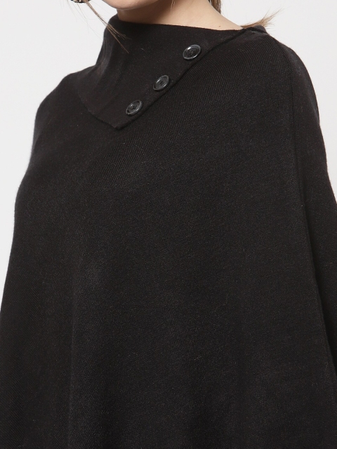 513 Women Black Turtle neck Poncho - Image 2