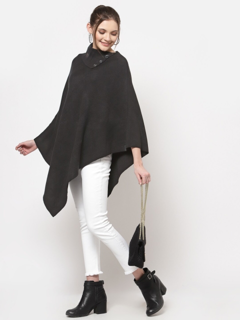 513 Women Black Turtle neck Poncho - Image 5