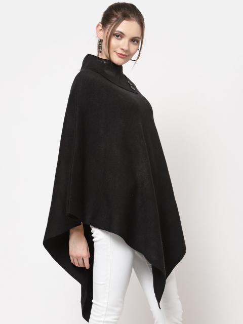 513 Women Black Turtle neck Poncho - Image 3