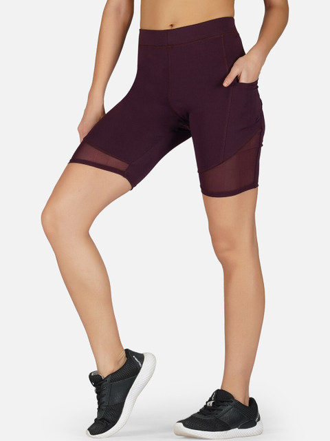 IMPERATIVE Women Maroon Solid Slim-Fit Biking Short - Image 2