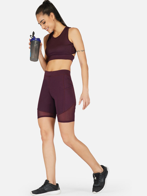 IMPERATIVE Women Maroon Solid Slim-Fit Biking Short - Image 4