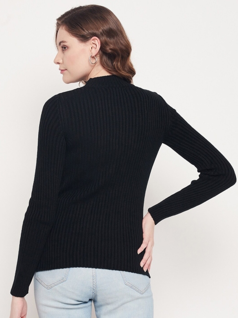 98 Degree North Women Black Ribbed Sweaters - Image 5