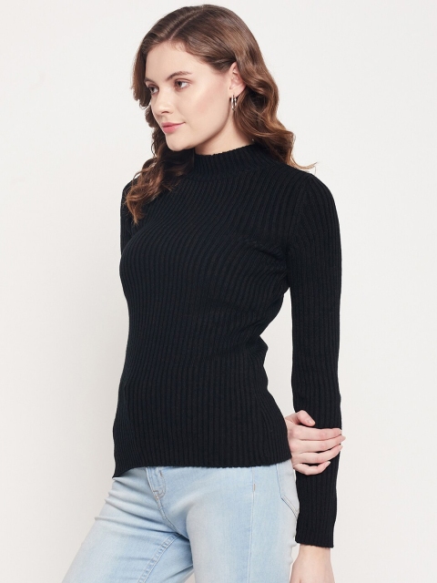 98 Degree North Women Black Ribbed Sweaters - Image 4