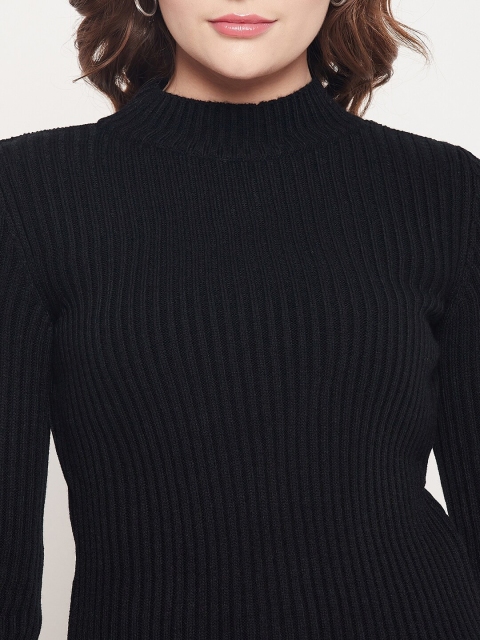 98 Degree North Women Black Ribbed Sweaters - Image 2