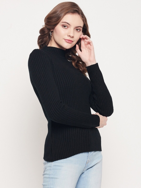 98 Degree North Women Black Ribbed Sweaters - Image 3