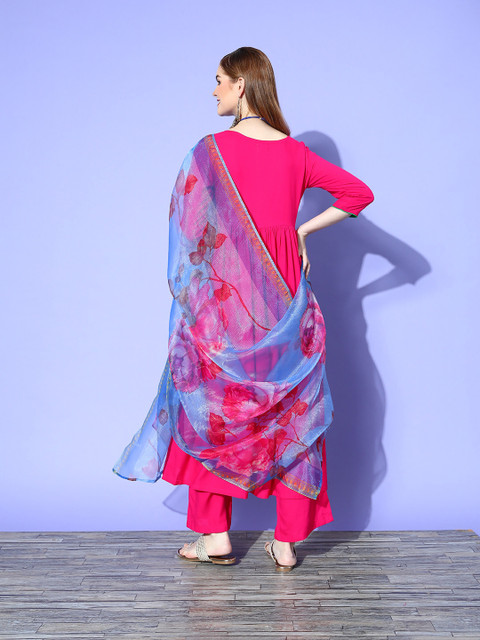 InWeave Women Solid Viscose Rayon Volume Control Kurta Set - Image 4