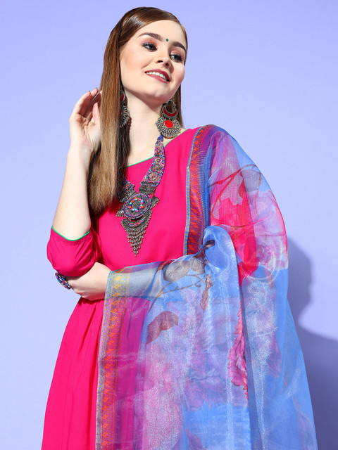 InWeave Women Solid Viscose Rayon Volume Control Kurta Set - Image 2