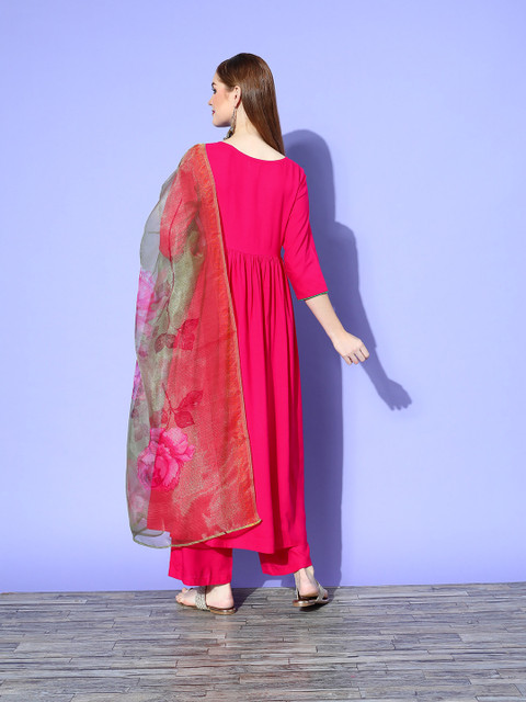 InWeave Women Solid Viscose Rayon Volume Control Kurta Set - Image 4