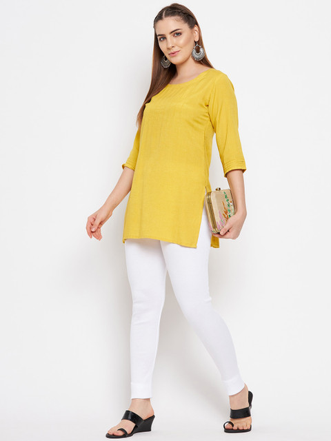 Clora Creation Women White Solid Woolen Ankle-Length Leggings - Image 5