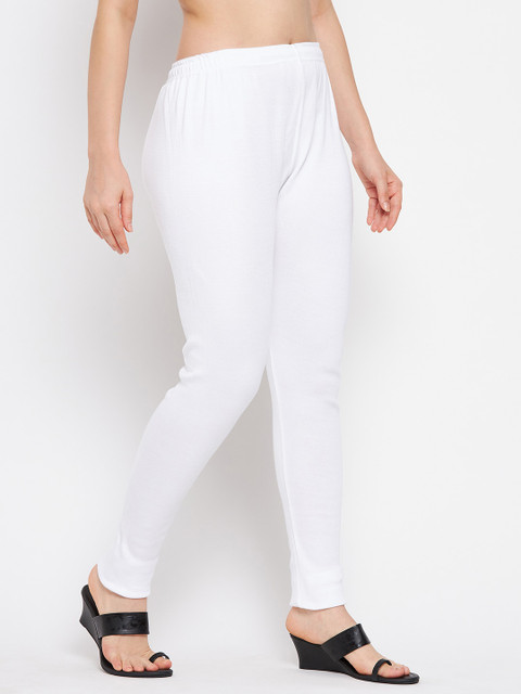 Clora Creation Women White Solid Woolen Ankle-Length Leggings - Image 2