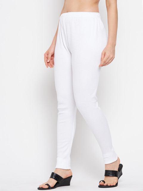 Clora Creation Women White Solid Woolen Ankle-Length Leggings - Image 3