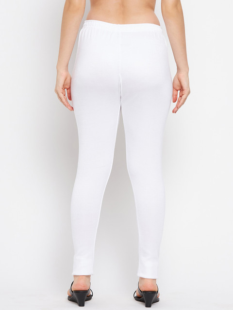 Clora Creation Women White Solid Woolen Ankle-Length Leggings - Image 4