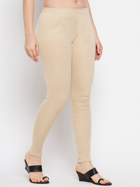 Clora Creation Women Beige Solid Ankle-Length Woolen Leggings - Image 2