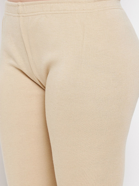 Clora Creation Women Beige Solid Ankle-Length Woolen Leggings - Image 6