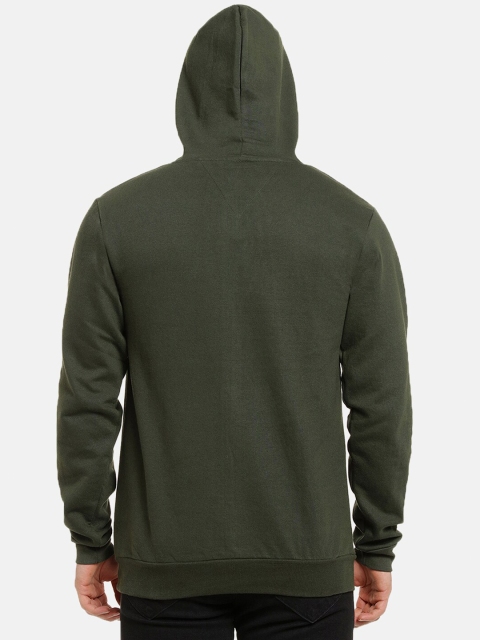Campus Sutra Men Green Hooded Cotton Sweatshirt - Image 5