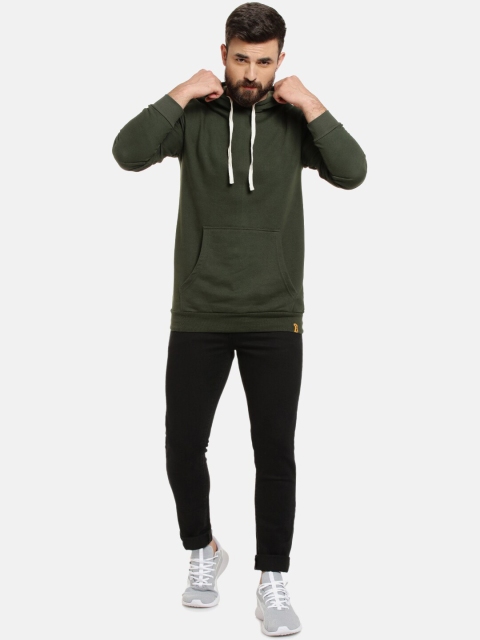 Campus Sutra Men Green Hooded Cotton Sweatshirt - Image 6