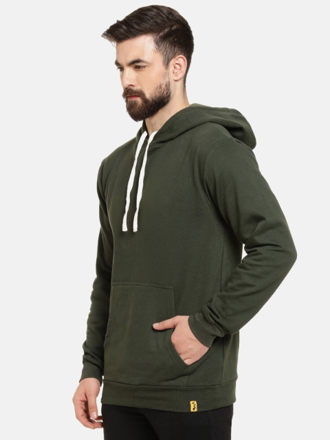 Campus Sutra Men Green Hooded Cotton Sweatshirt - Image 4